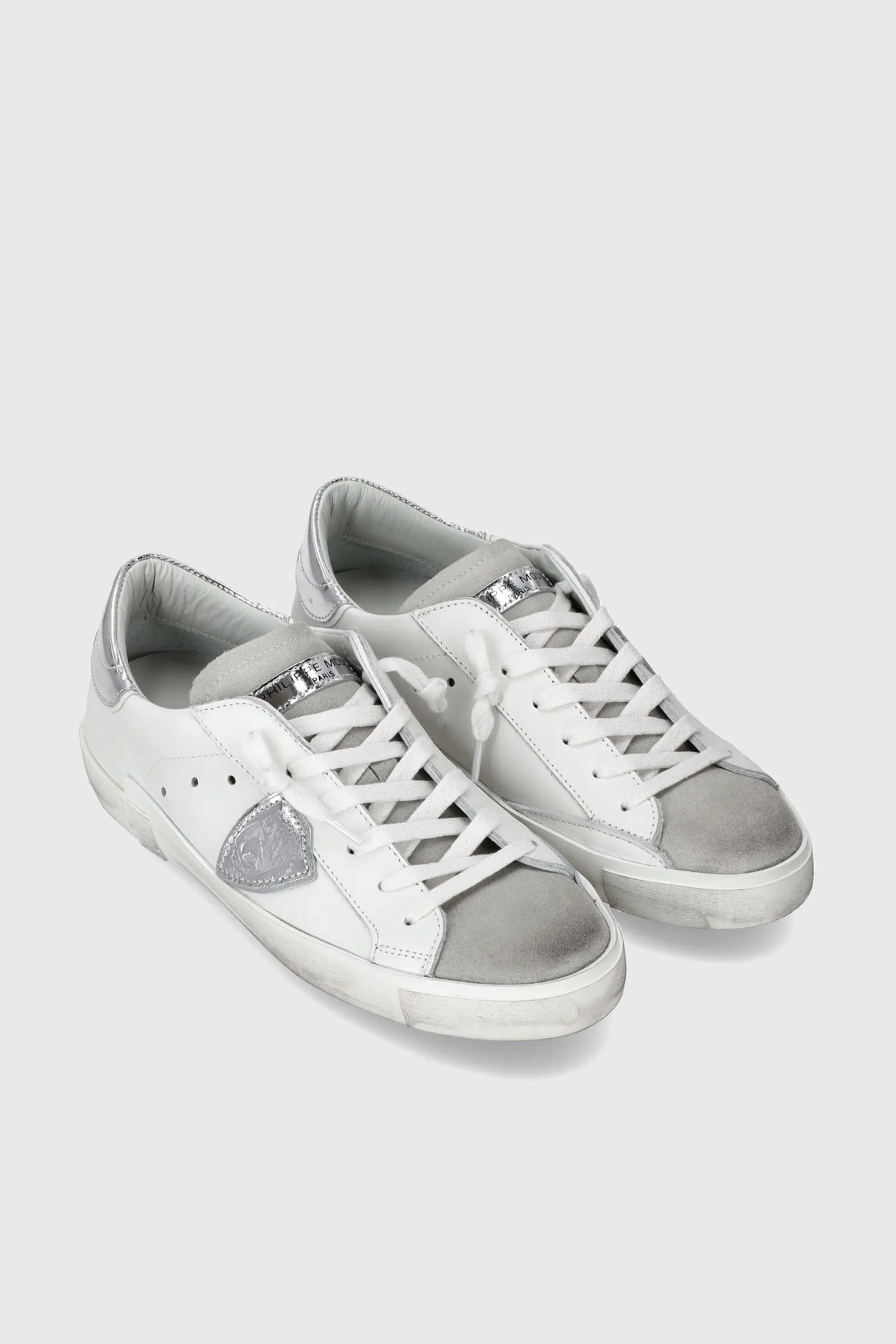 Philippe Model PRSX White/Silver Leather Sneaker