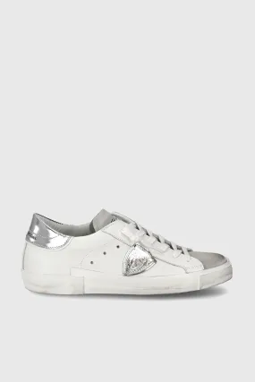 Philippe Model PRSX White/Silver Leather Sneaker