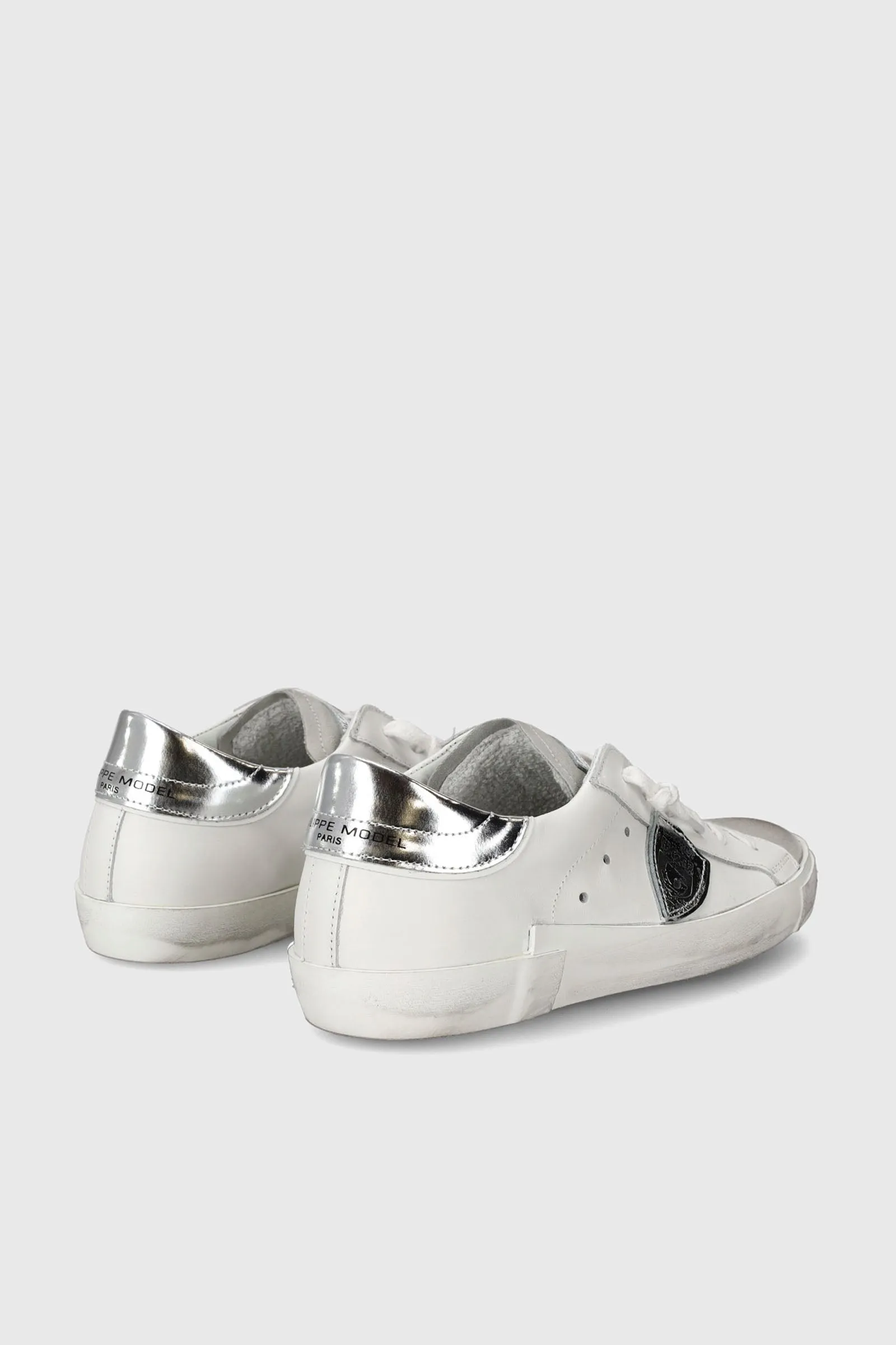 Philippe Model PRSX White/Silver Leather Sneaker