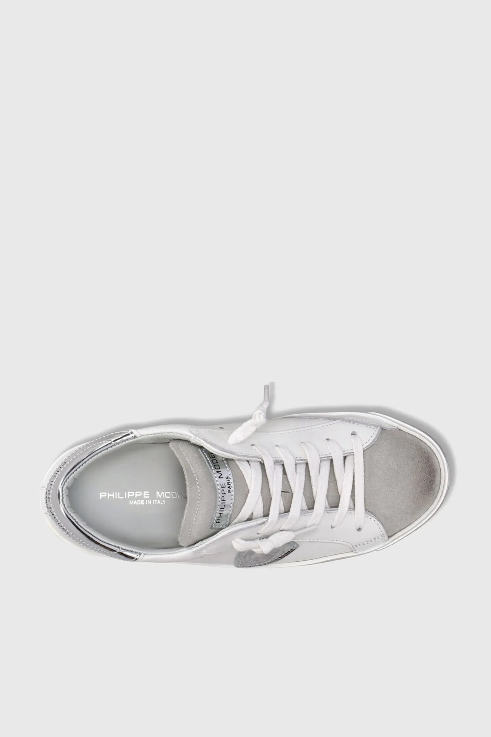 Philippe Model PRSX White/Silver Leather Sneaker