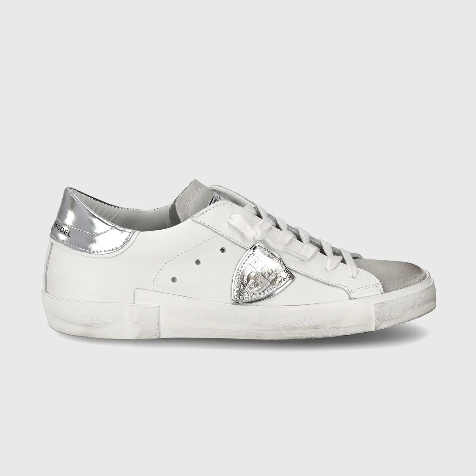 Philippe Model PRSX White/Silver Leather Sneaker