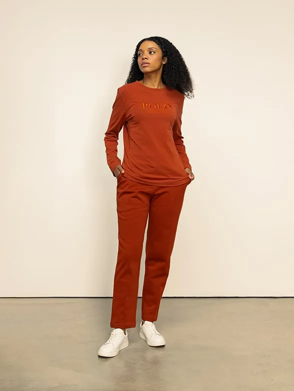 Polo Zyanda L/S Logo T-Shirt for Women - Rust.