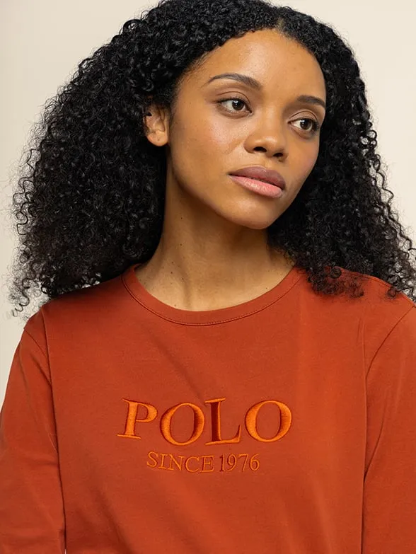 Polo Zyanda L/S Logo T-Shirt for Women - Rust.