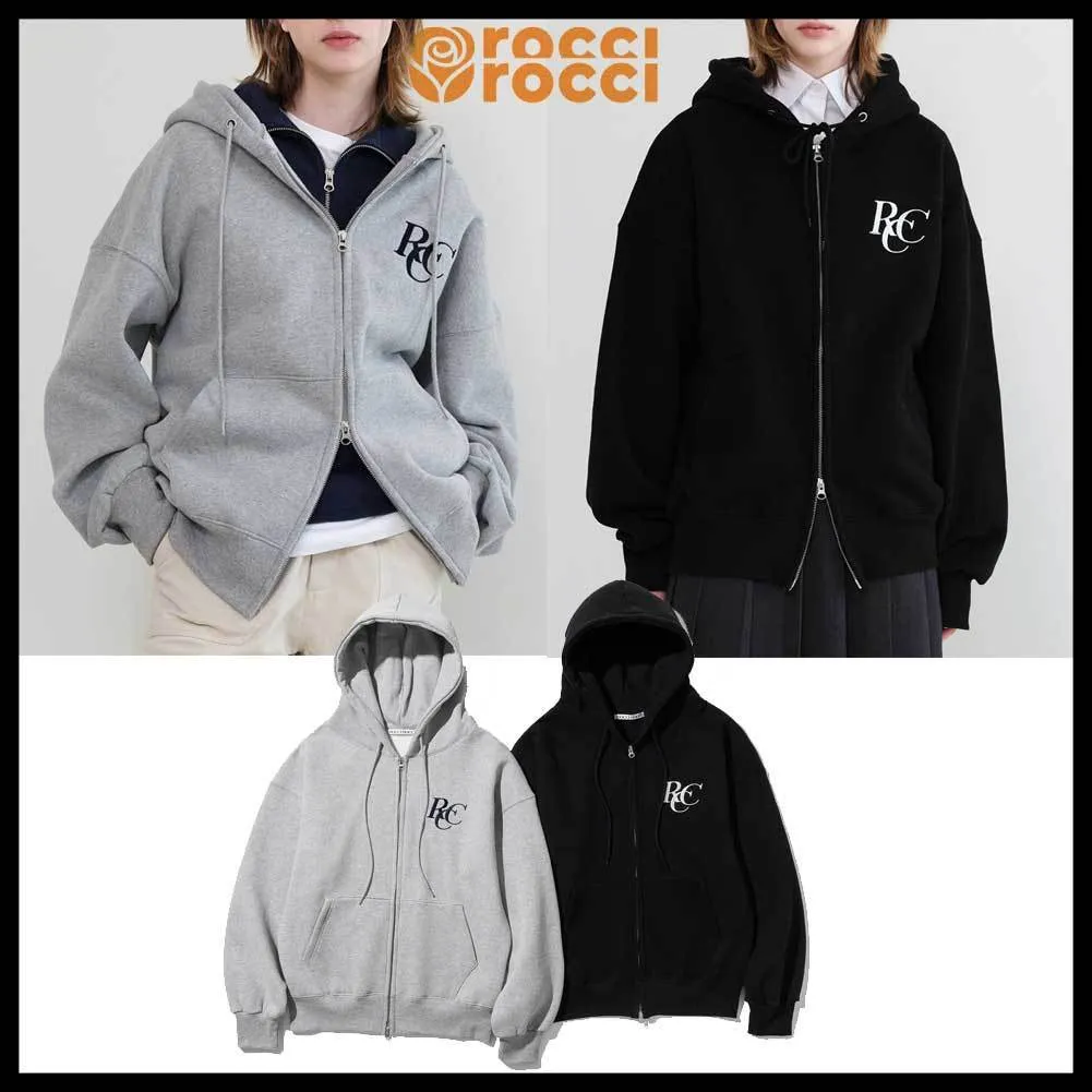 rocci rocci Street Style Long Sleeves Plain Logo Hoodies Sweatshirts