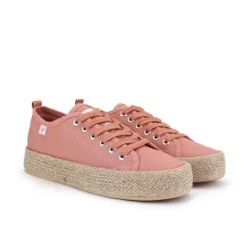 Rose pink canvas lace-up espadrille sneakers