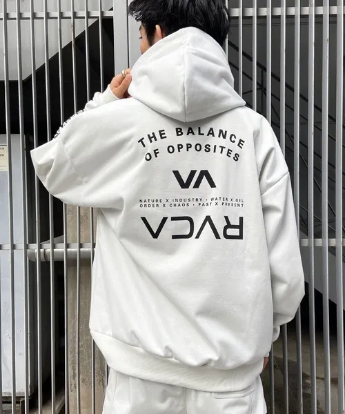 RVCA | Bi-color Long Sleeves Logo Hoodies | Unisex Street Style