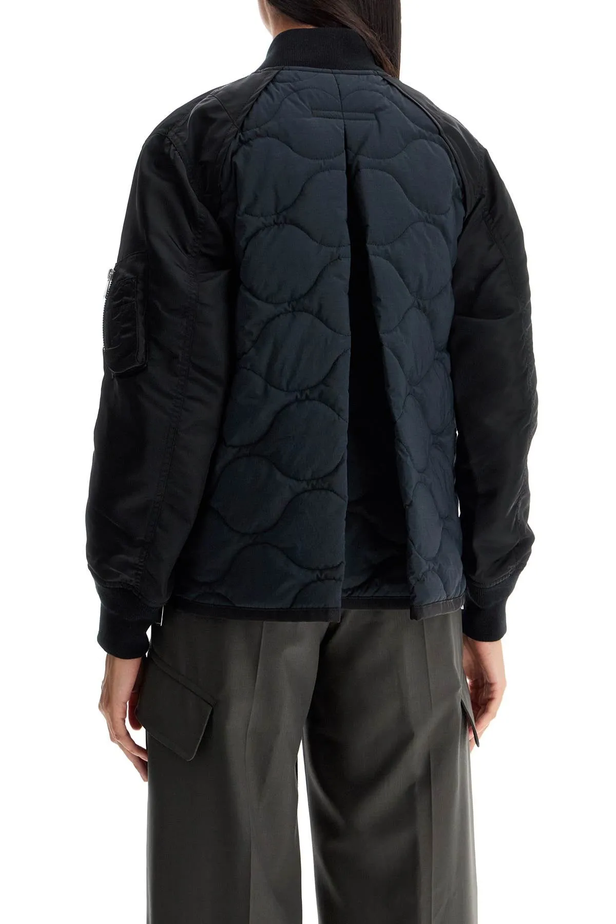 Sacai Hybrid Nylon And Ripstop Jacket   Black