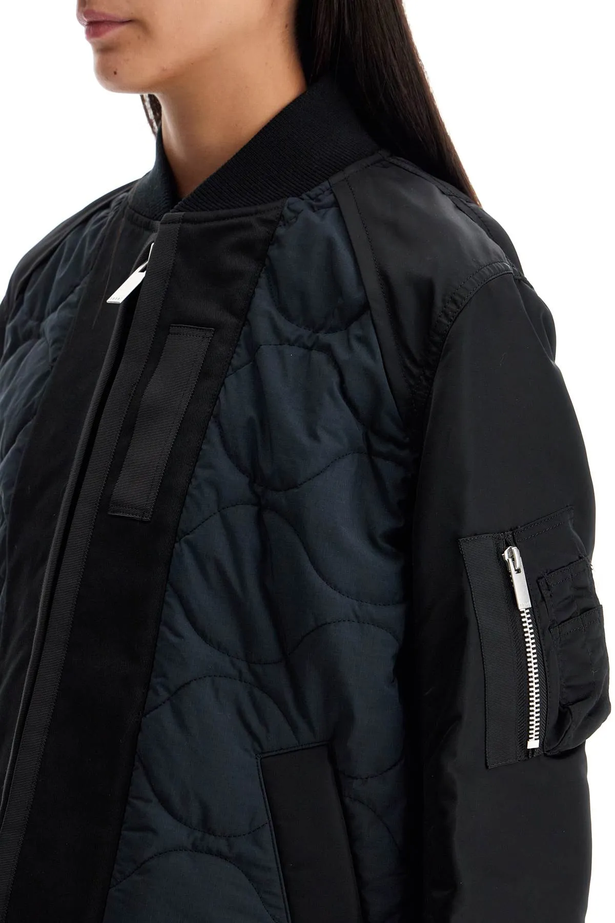 Sacai Hybrid Nylon And Ripstop Jacket   Black