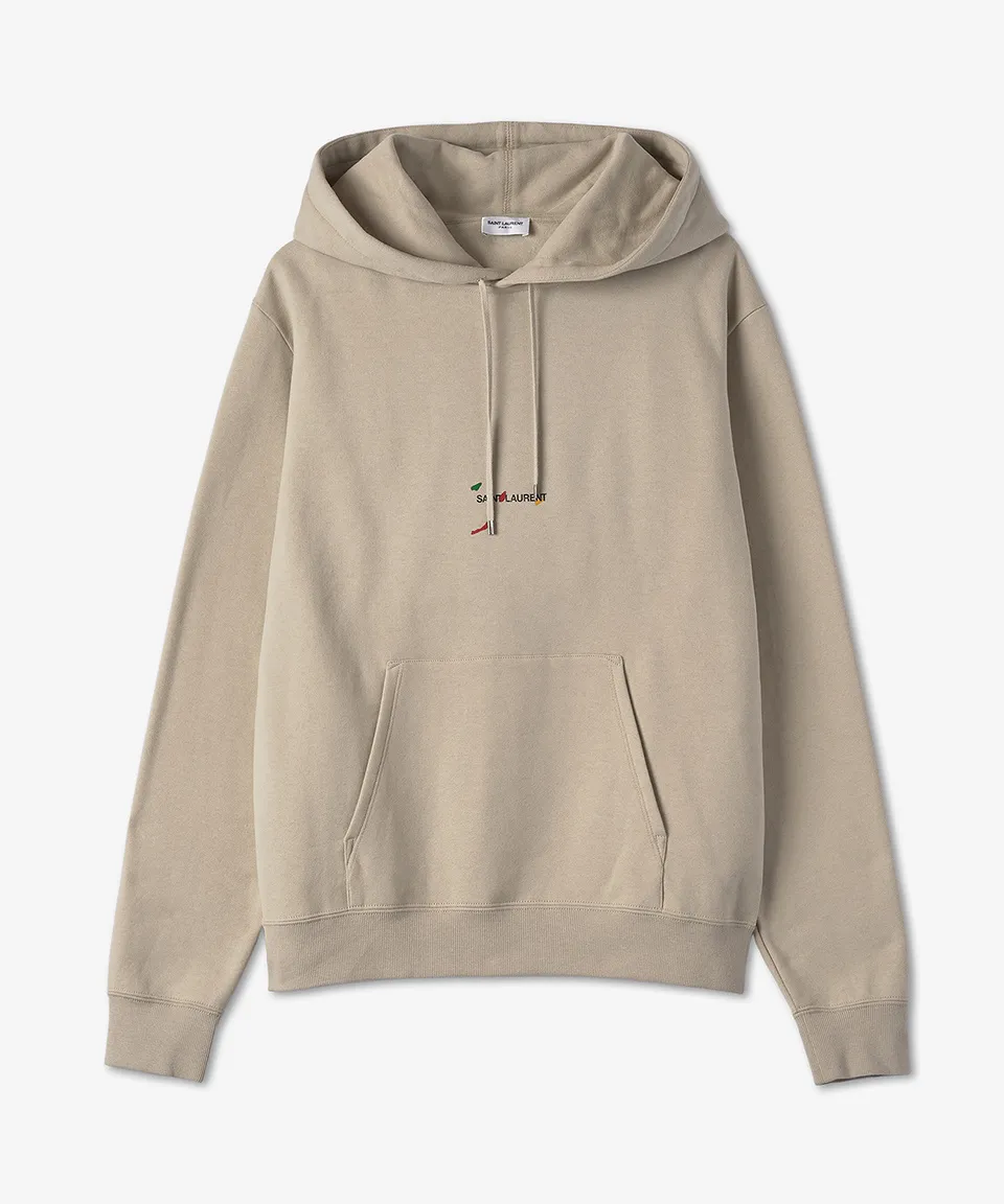 Saint Laurent Long Sleeves Plain Cotton Logo Hoodies