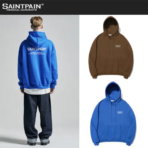 SAINTPAIN Unisex Long Sleeve Logo Hoodies | Street Style