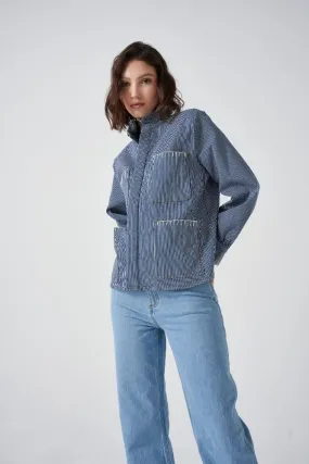 Seventy Mochi Pablo Jacket Striped Denim BB2129 Size 8 for sale.