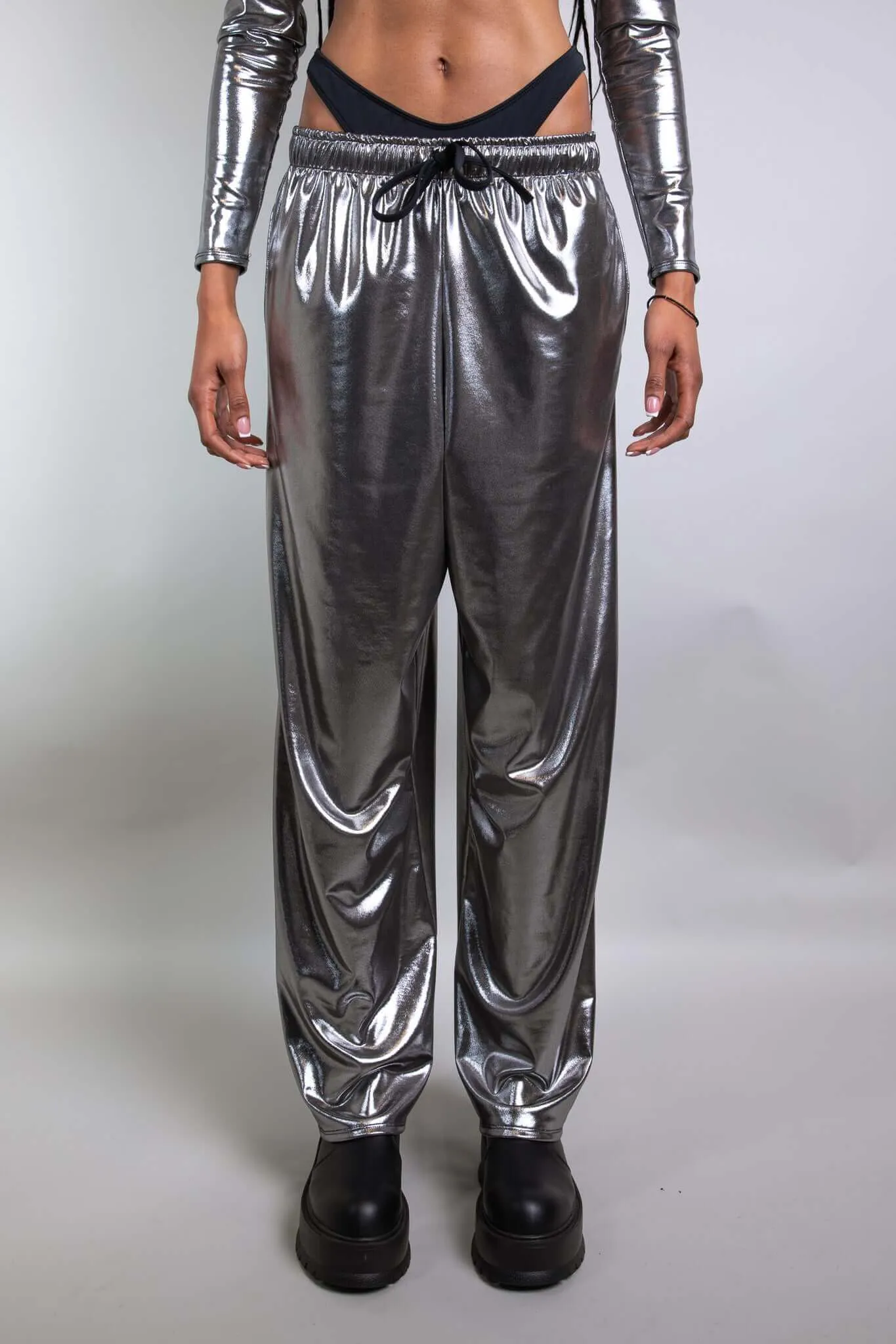 Shiny Chrome Pants in Lucy Style