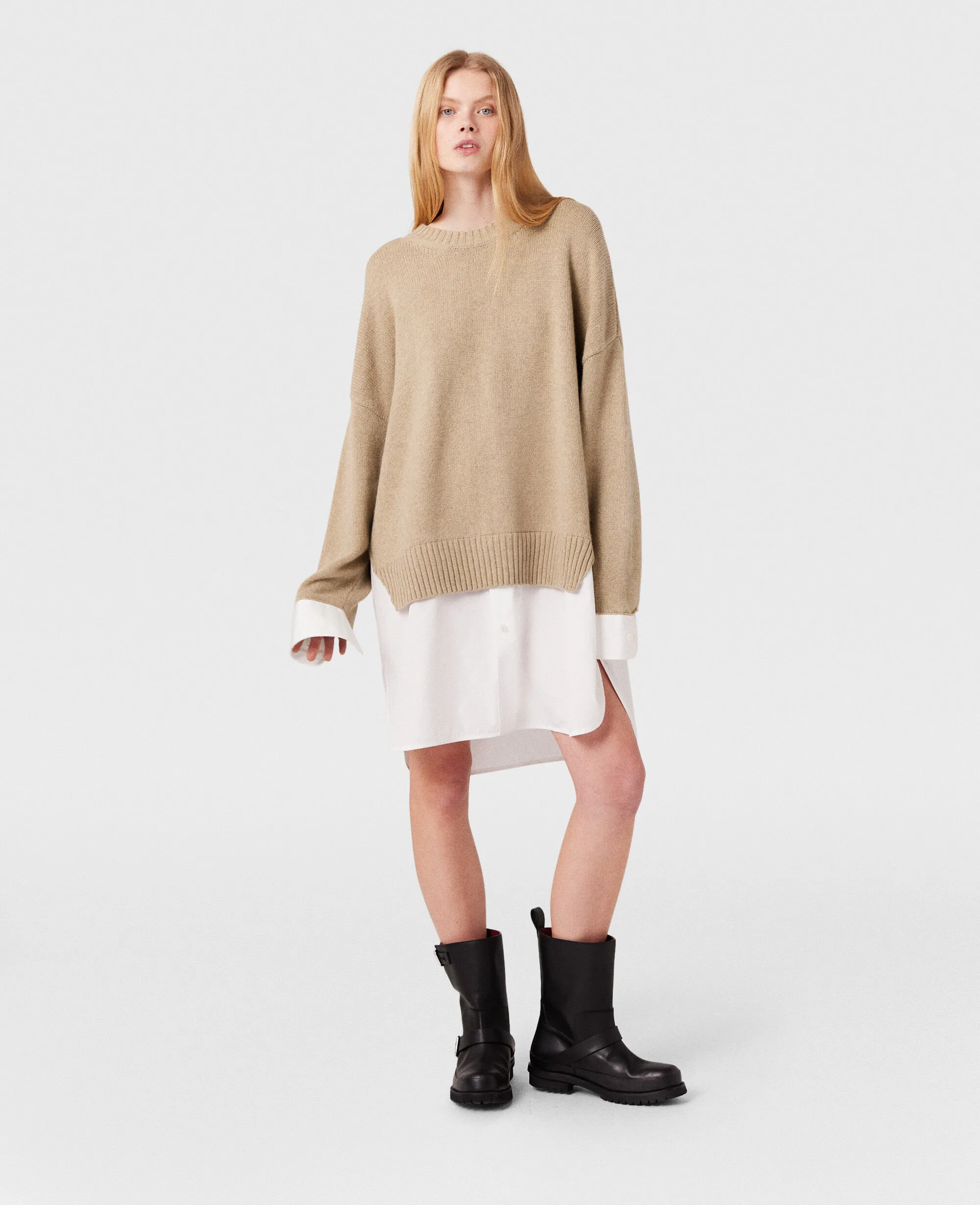 Shirting Details Long Sleeve Sweater