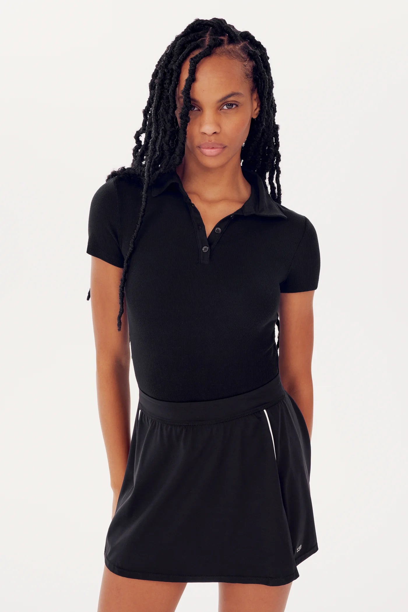 Splits 59 Talia Ribbed Polo Black - Shop Now