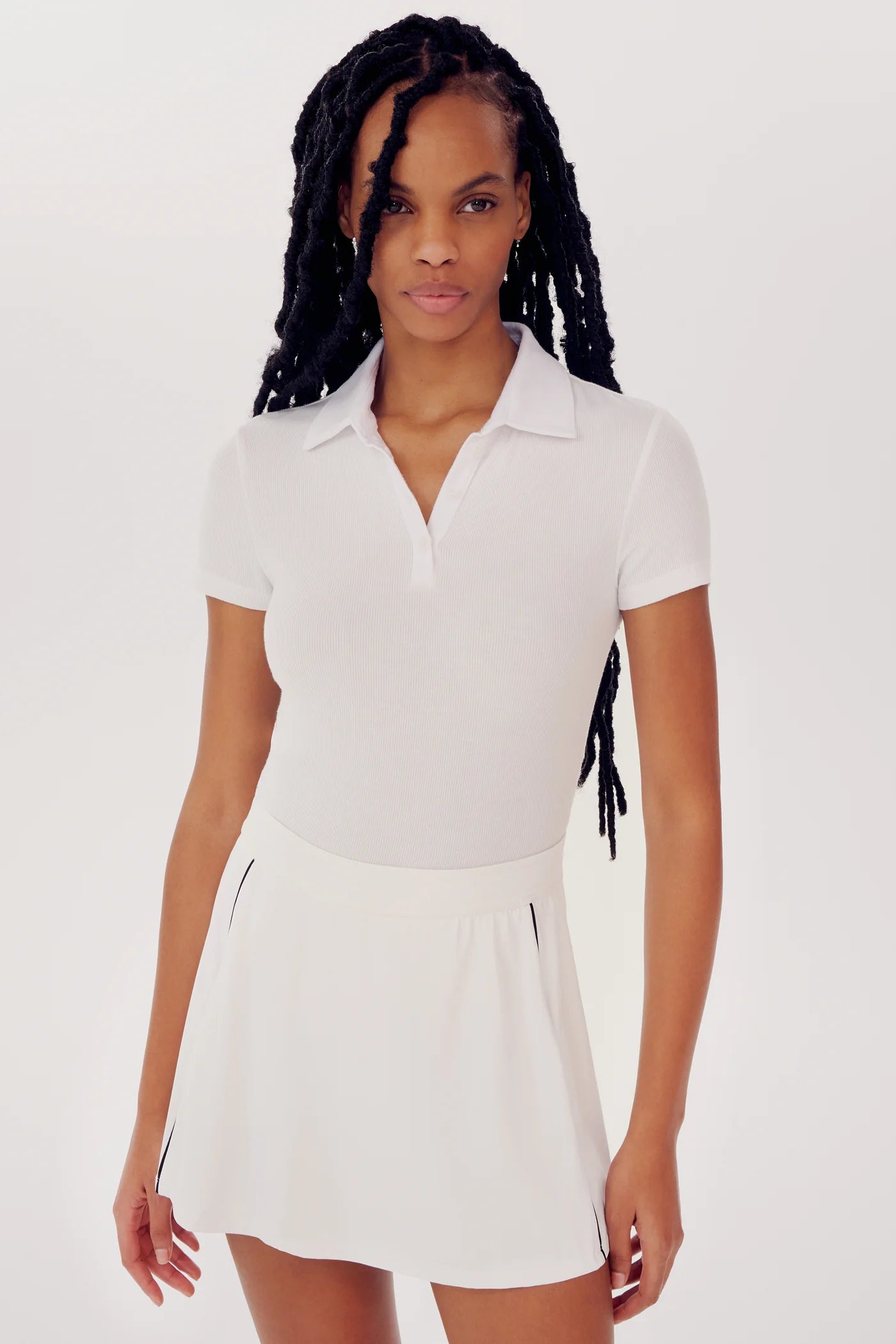 Splits 59 White Talia Ribbed Polo