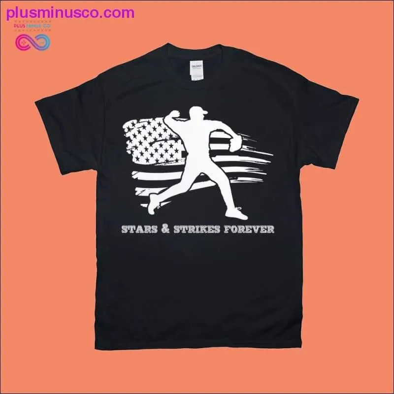 Stars & Strikes Forever Baseball American Flag T-Shirts