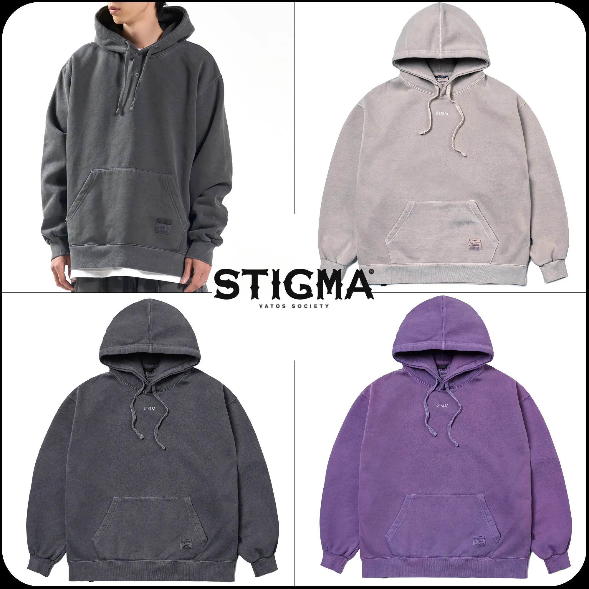 stigma 22 scrape pigment oversized heavy sweat hoodie for sale