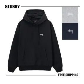 stussy unisex long sleeves cotton logo skater style