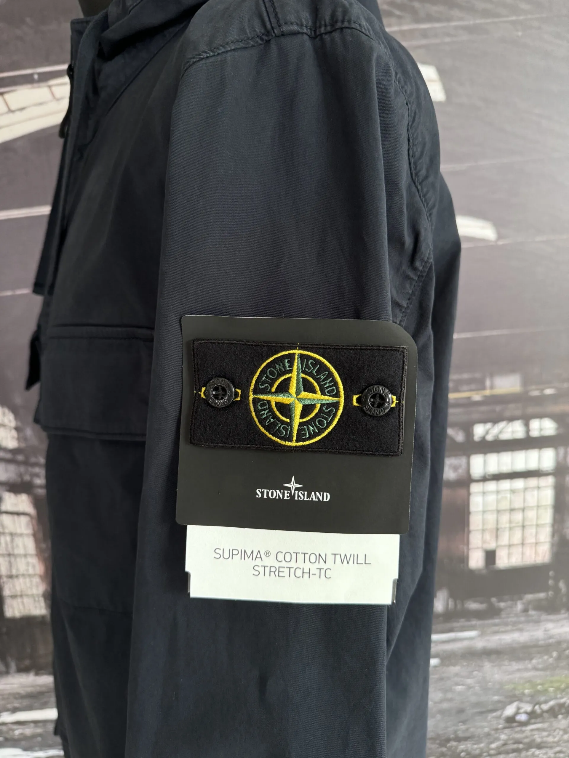 Supima cotton twill stretch-TC jacket by Stone Island.