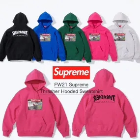 Supreme | Unisex Street Style Collaboration Skater Hoodies.