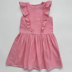 Tartine et Chocolat Apricot Swiss Dot Dress - Size 6 years