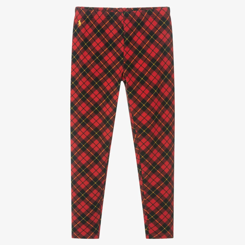 Teen Girls Red Tartan Leggings 