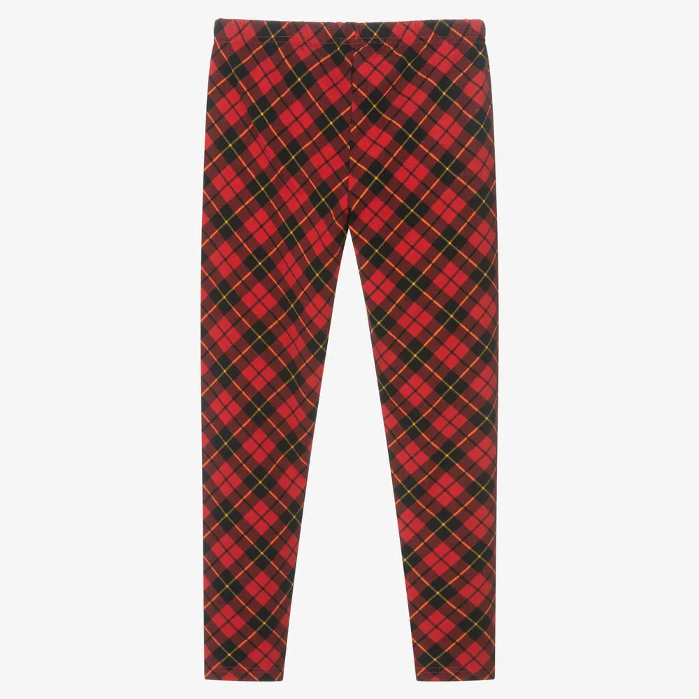 Teen Girls Red Tartan Leggings 