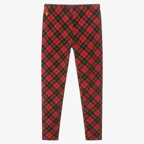 Teen Girls Red Tartan Leggings 