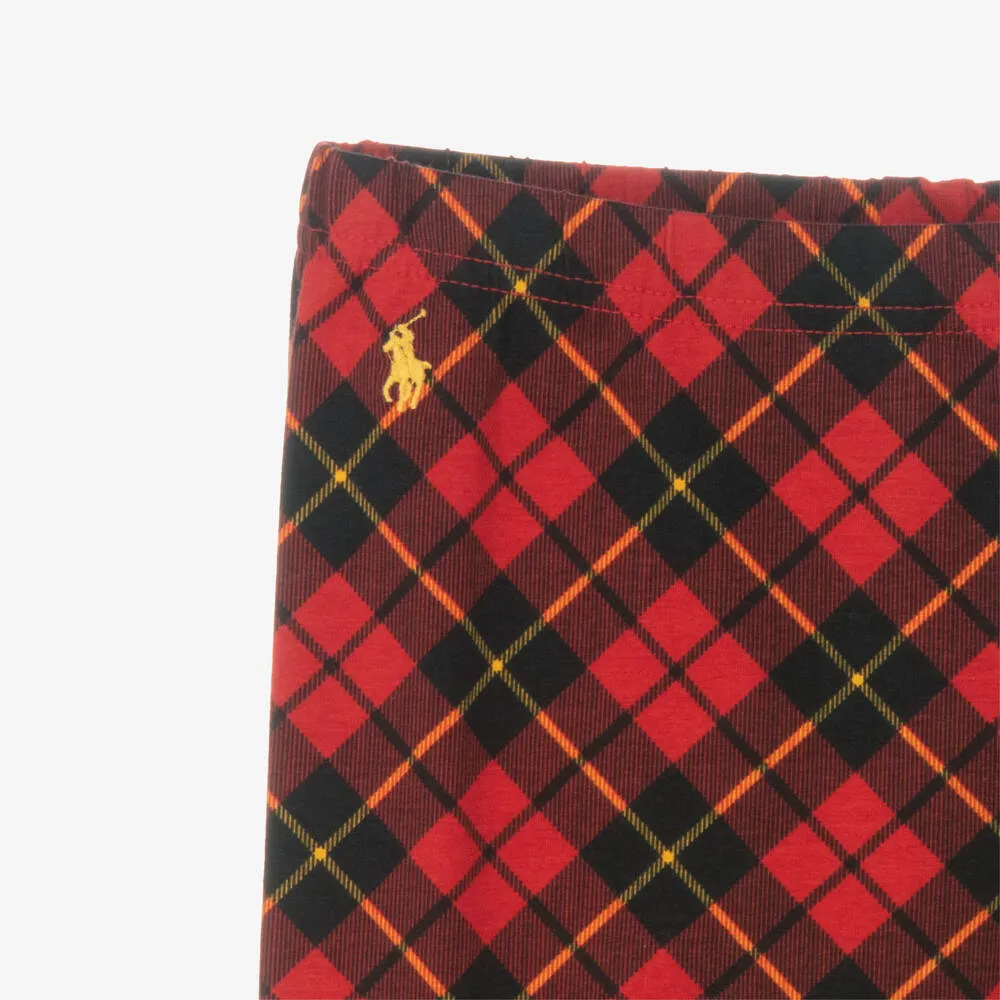 Teen Girls Red Tartan Leggings 