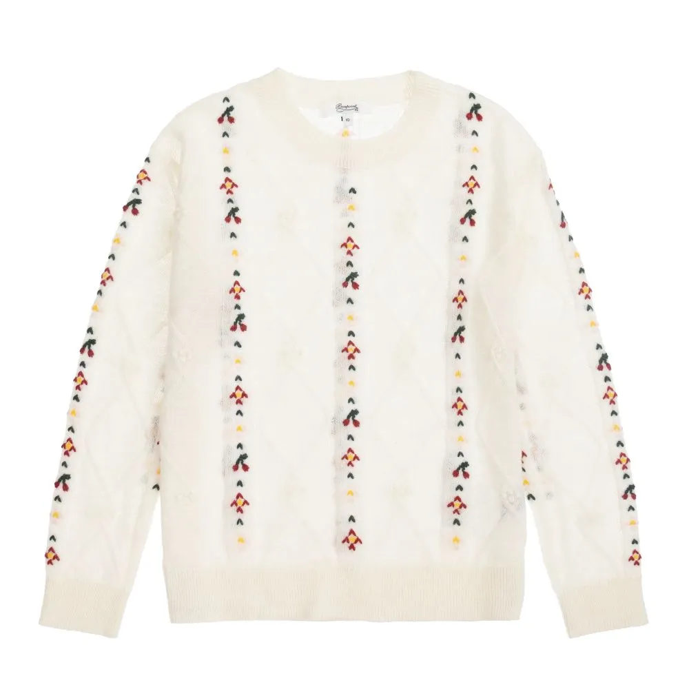 Teen Ivory Cherry Sweater