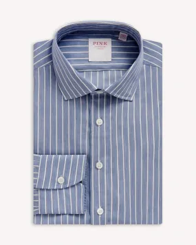 Thomas Pink Blue White Stripe Poplin Shirt