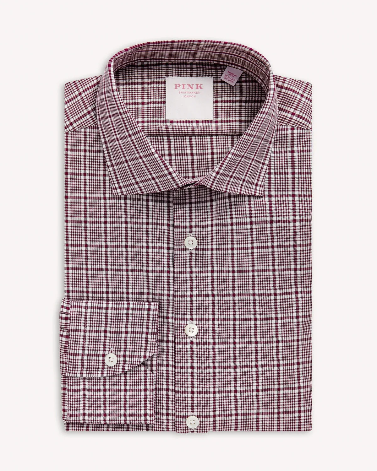 Thomas Pink burgundy white shirt