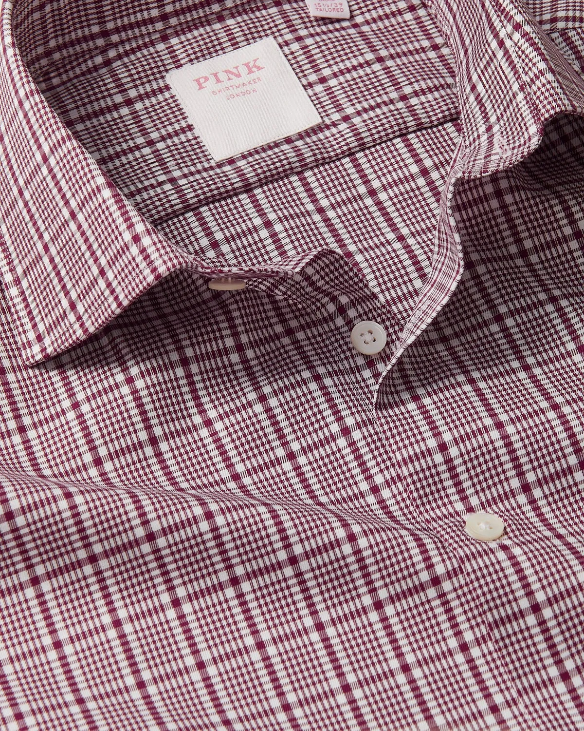 Thomas Pink burgundy white shirt