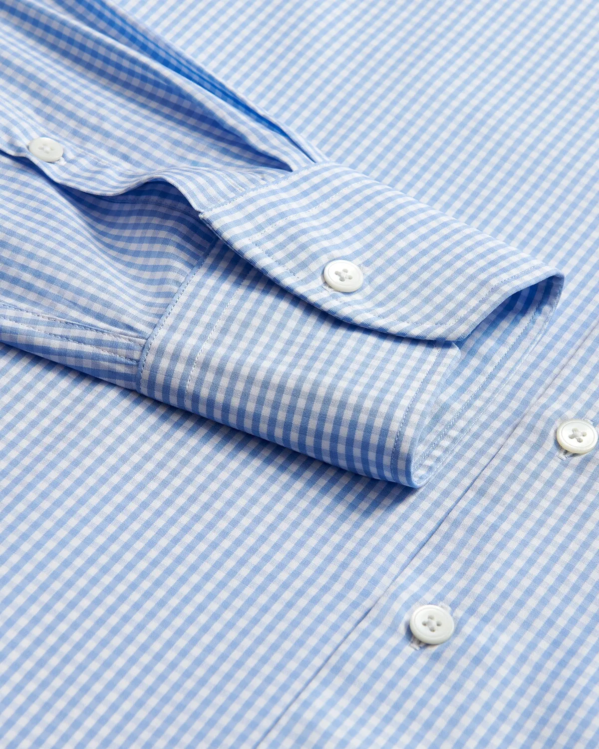 Thomas Pink Small Gingham Check Shirt Light Blue White.