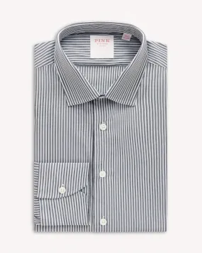 Thomas Pink Stripe Shirt Navy White