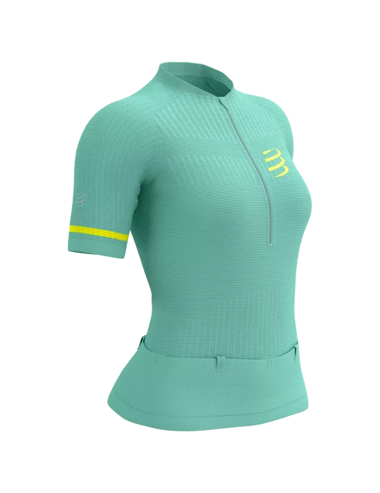 Trail Running Shirt in Eggshell Blue and Safety Yellow