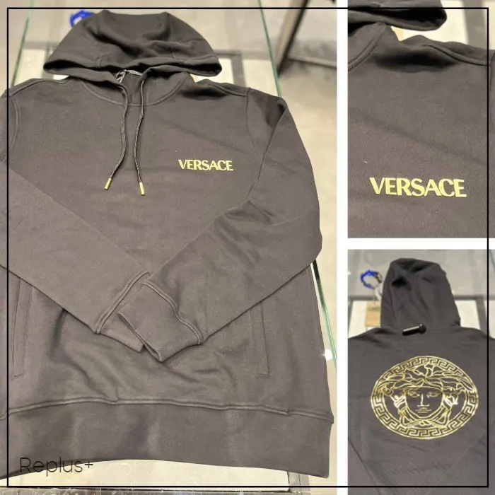 Unisex Versace Hoodies | Long Sleeves | Luxury Street Style | Plain Design