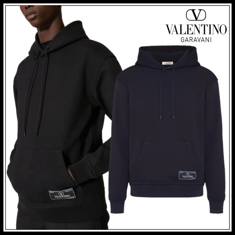 Valentino Long Sleeves Plain Cotton Logo Luxury - Unisex Street Style