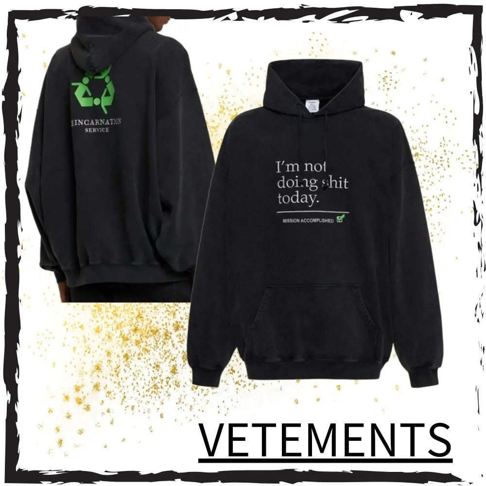 VETEMENTS | Street Style Long Sleeves Cotton Oversized Logo