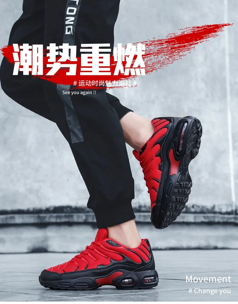 Watermelon Red Synthetic Leather Running Shoes for Men