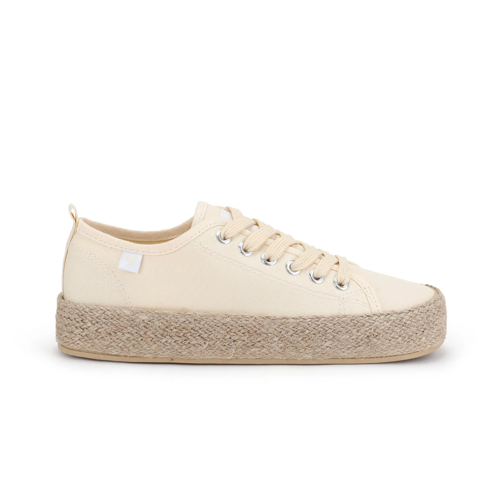 White canvas lace-up espadrille sneakers