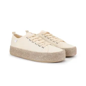 White canvas lace-up espadrille sneakers