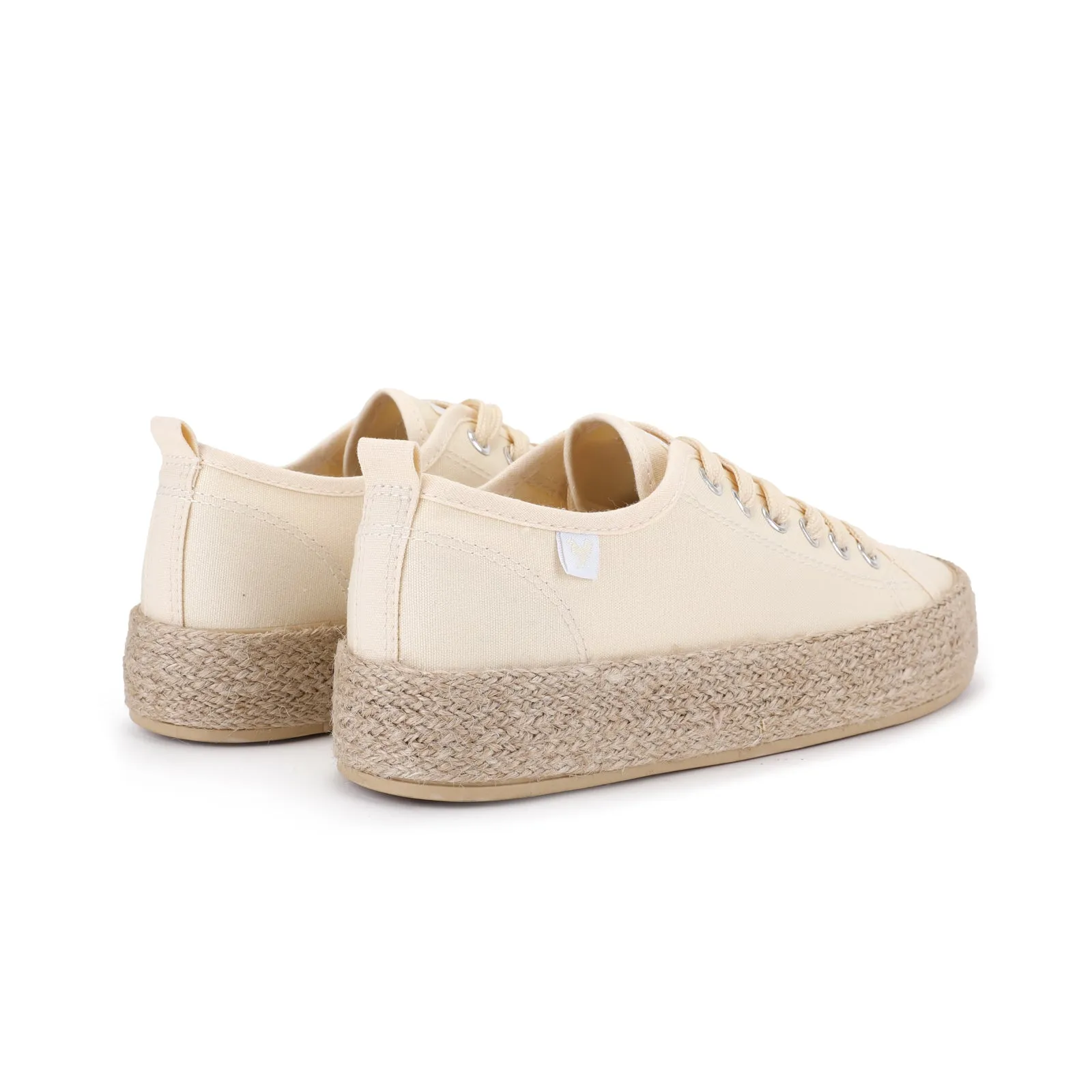 White canvas lace-up espadrille sneakers