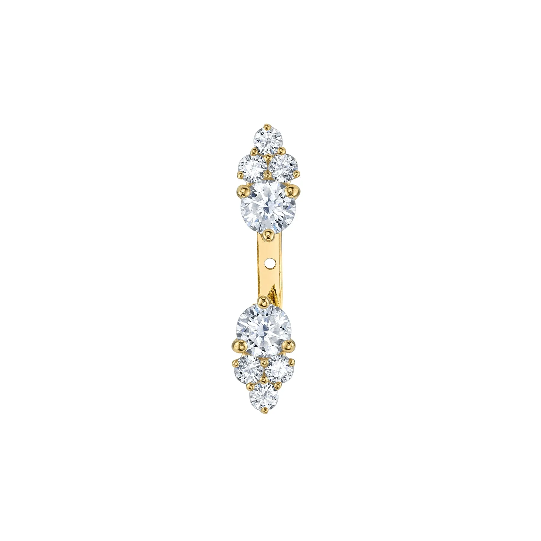 White Diamond Cluster Stud and Jacket - 14k Yellow Gold