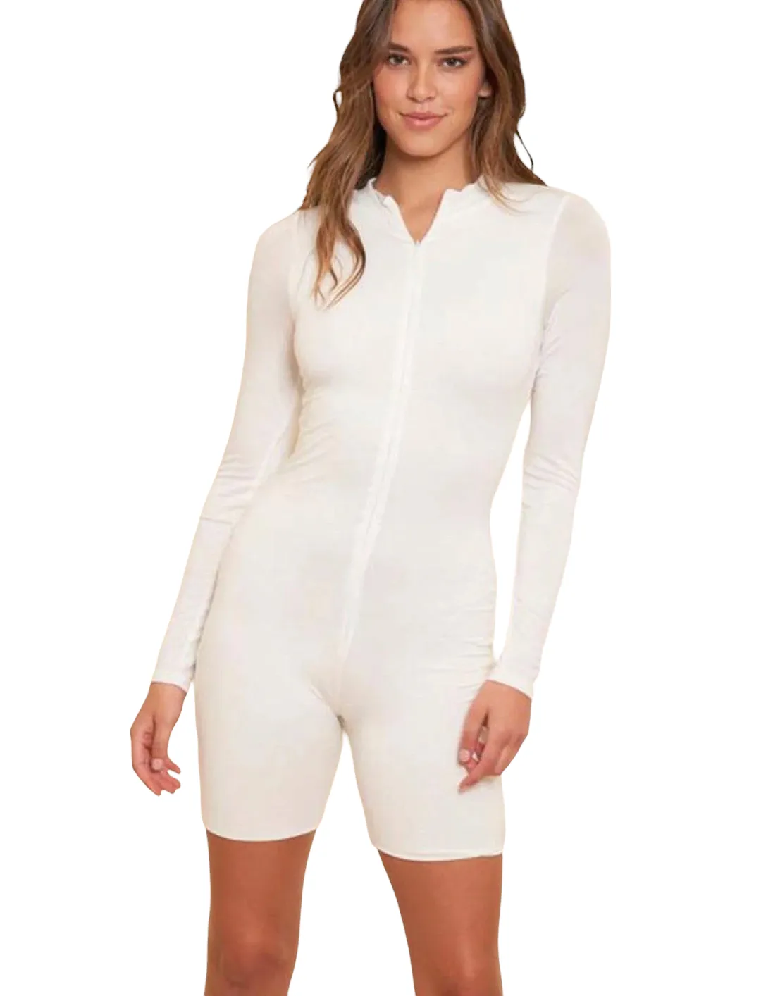 White Long Sleeve Jumpsuit - Aubrey Omori