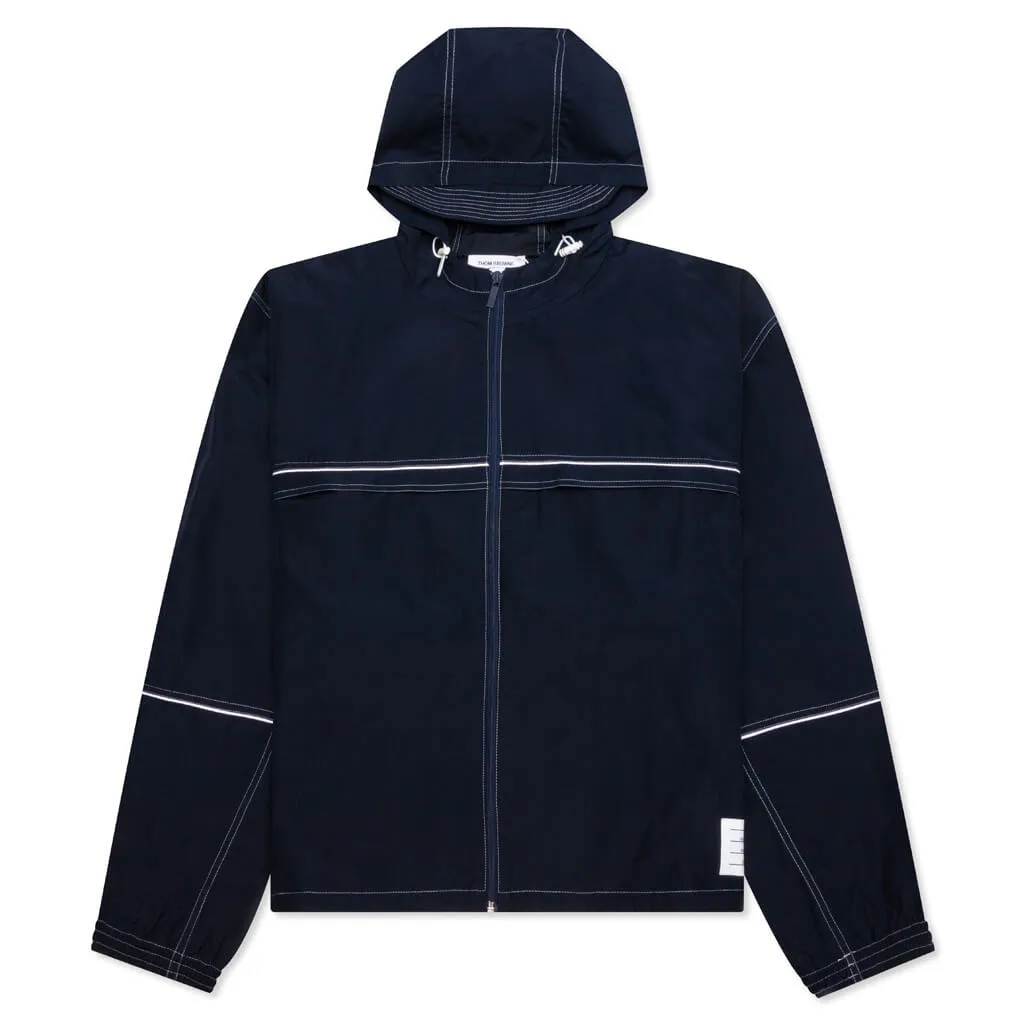 White Stitching Oversized Navy Track Jacket Zip Up