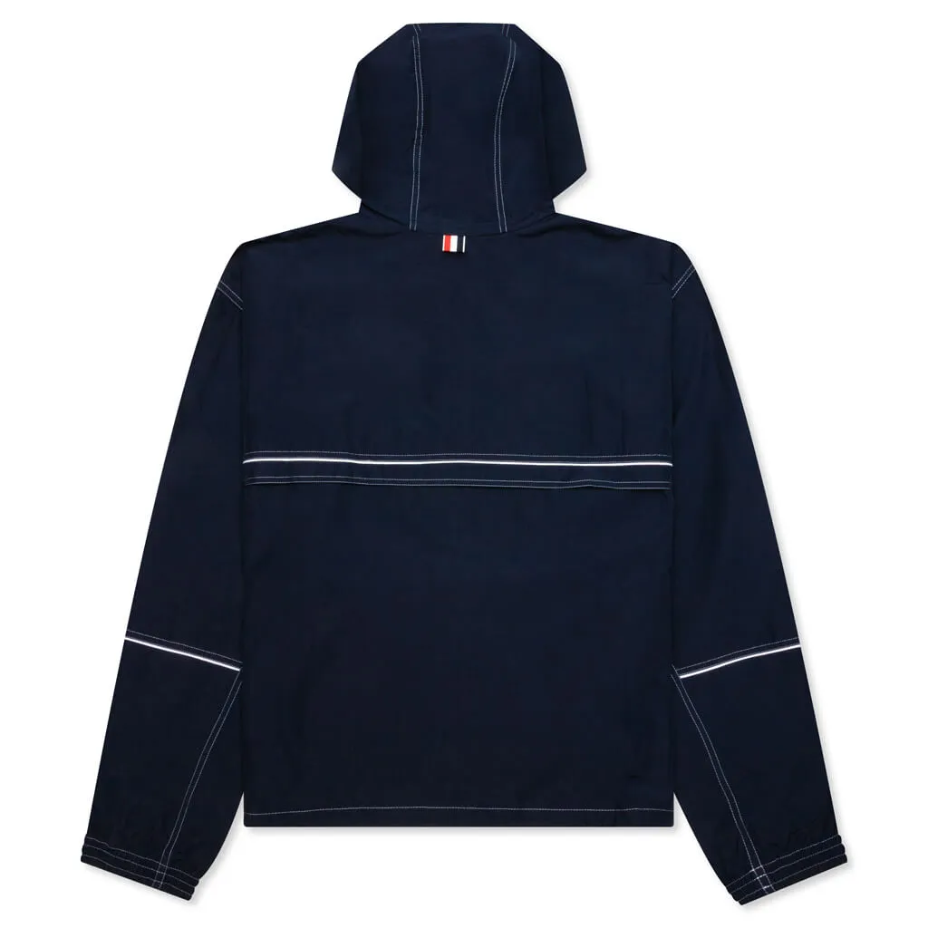 White Stitching Oversized Navy Track Jacket Zip Up