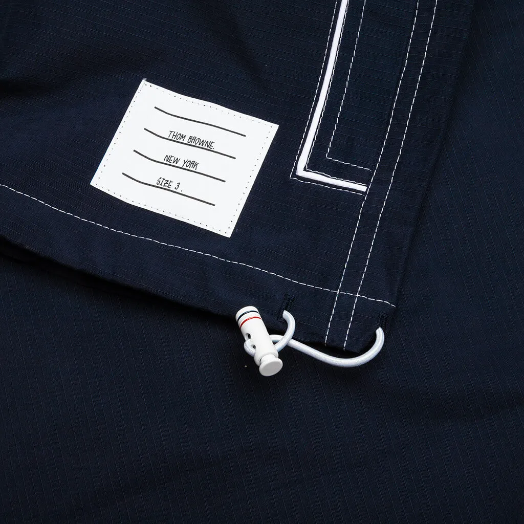 White Stitching Oversized Navy Track Jacket Zip Up