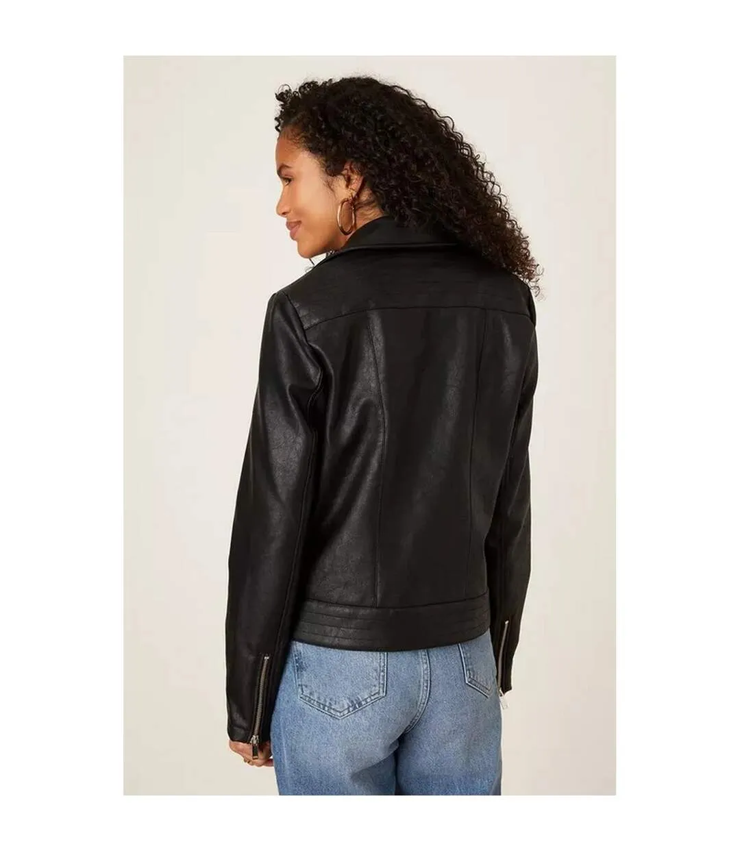 Womens/ladies faux leather biker jacket black Dorothy Perkins