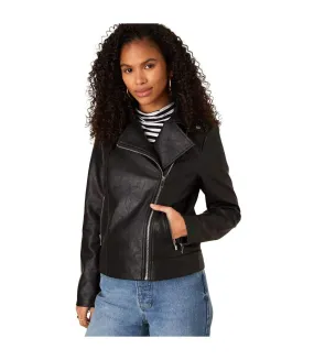 Womens/ladies faux leather biker jacket black Dorothy Perkins